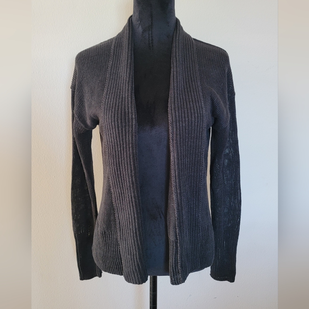 White + Warren Women's Open Knit Cardigan 100% Linen Size S